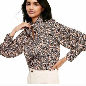 Women Nili Lotan Long Sleeve Pintuck Blouse Floral Print Multicolor Size Small